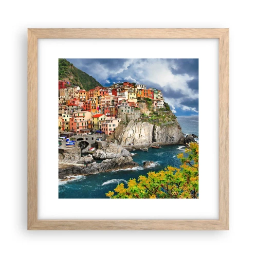 Plagát v ráme zo svetlého duba - Hromádka pritúlená k skalám - 30x30 cm