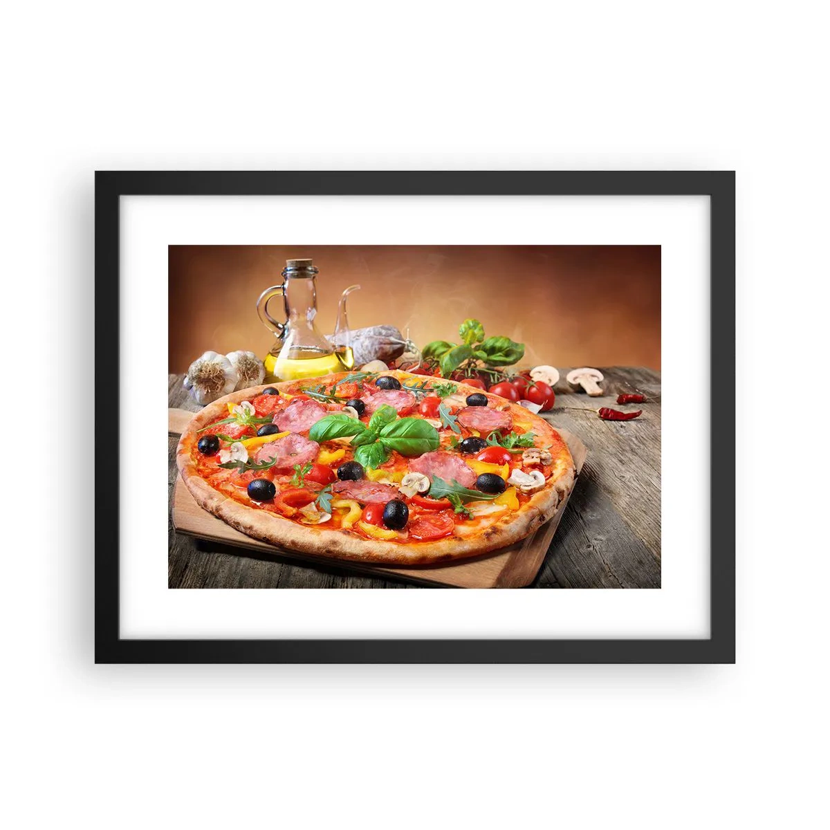 Plagát v čiernom ráme - So skutočne talianskou chuťou - 40x30 cm