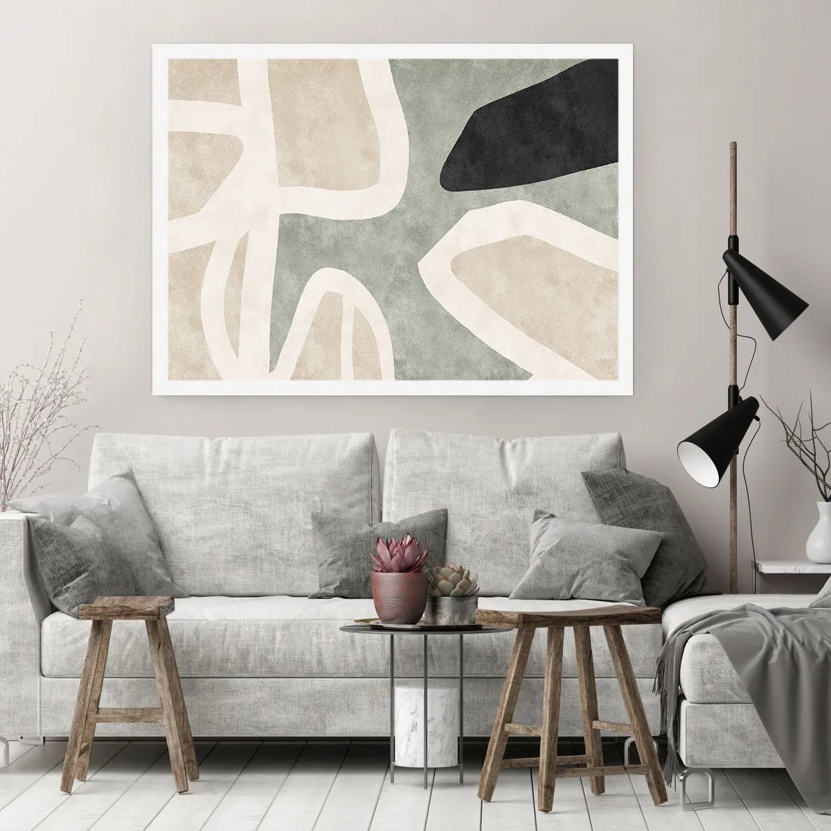 Plagát - Kompozícia s čiernym motívom - 100x70 cm