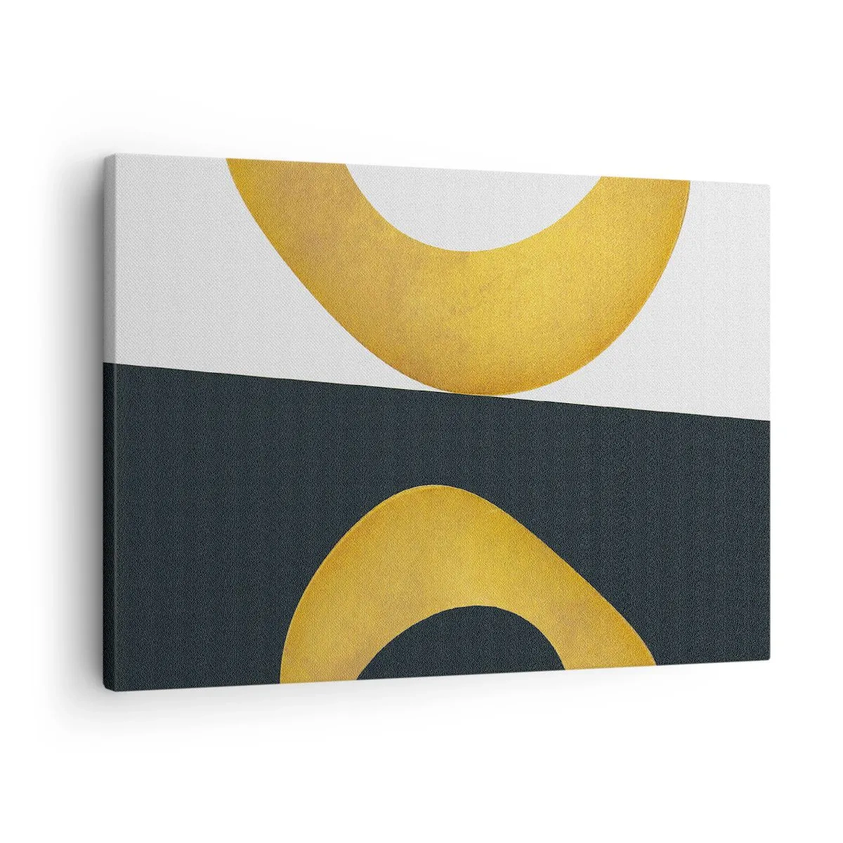 Obraz na plátne - Geometrické tvary v zlatej farbe na bielom a tmavom pozadí - 70x50cm - Po prvé: zlato - Moderná nástenná dekorácia do obývacej izby a spálne ARTTOR