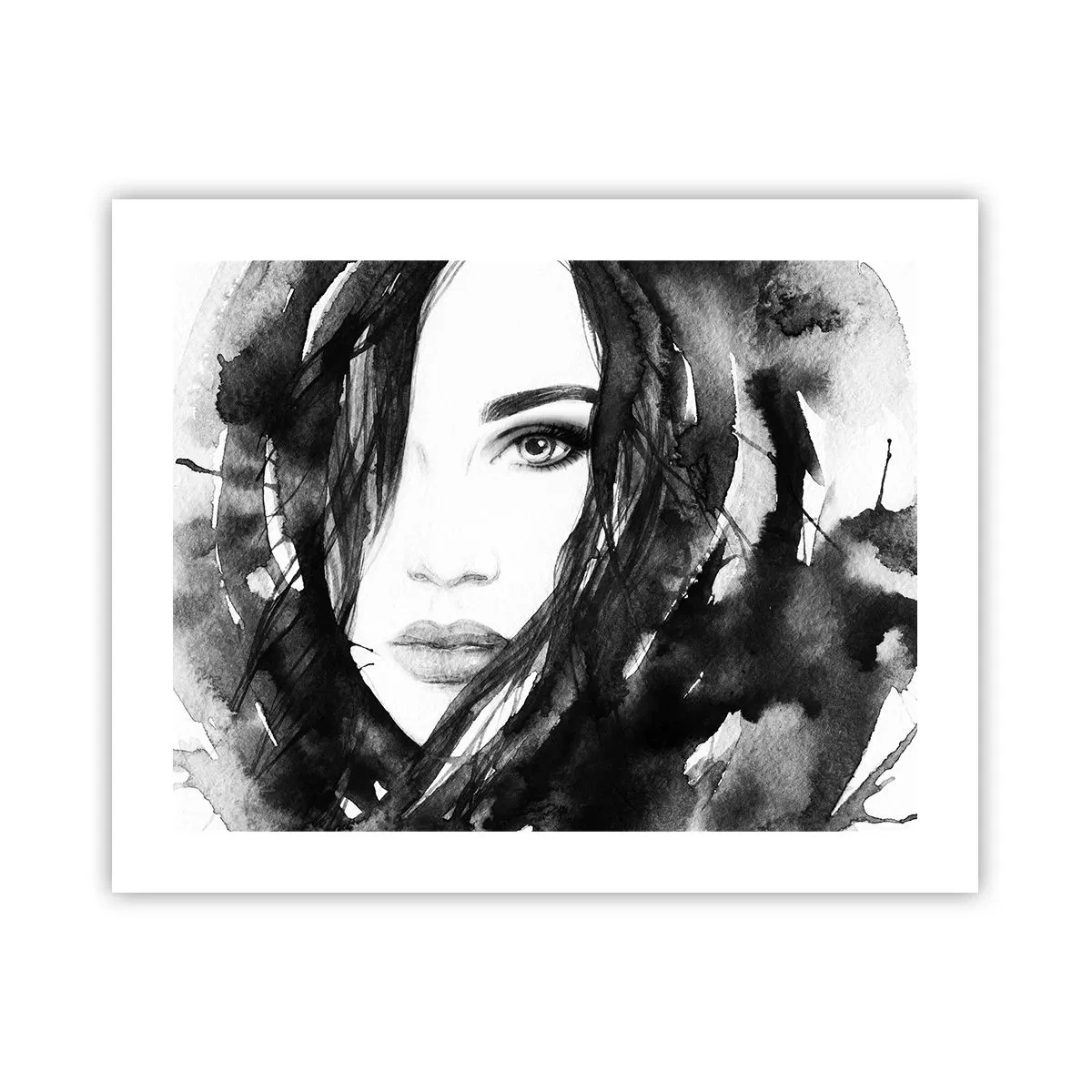 Plagát - Portrét dámy v čiernej a bielej - 50x40 cm