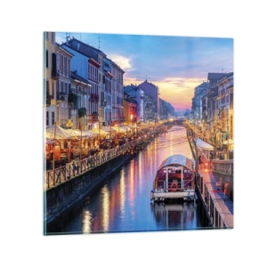 Obraz na skle - Večer plný svetla a zábavy - 70x70 cm