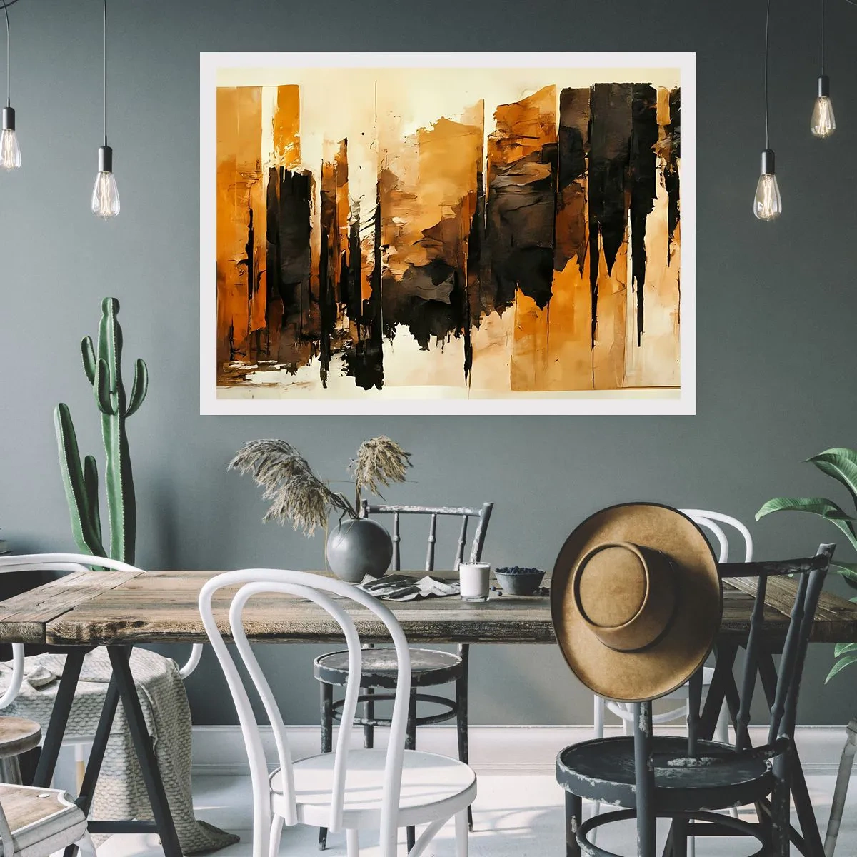 Plagát - Harmónia čiernej a zlatej - 91x61 cm