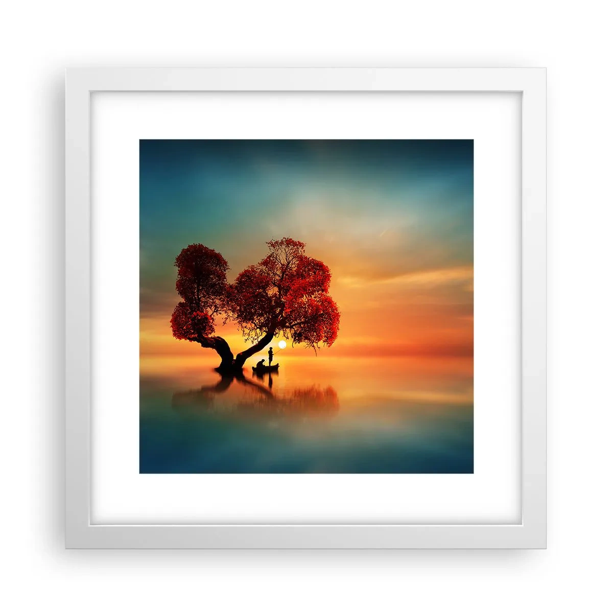 Plagát v bielom ráme - Voda a ticho vesmíru - 30x30 cm