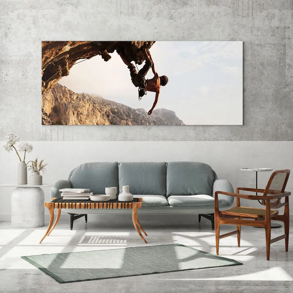 Obraz na skle - Svet zovretý v ruke na zosuve balvanu - 160x50 cm