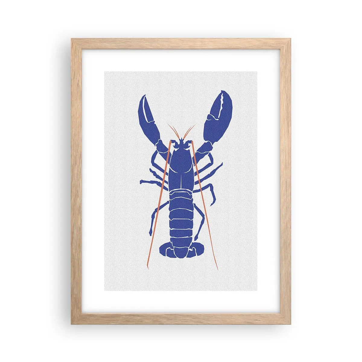 Plagát v ráme zo svetlého duba - Elegantný modrý homár - 30x40 cm