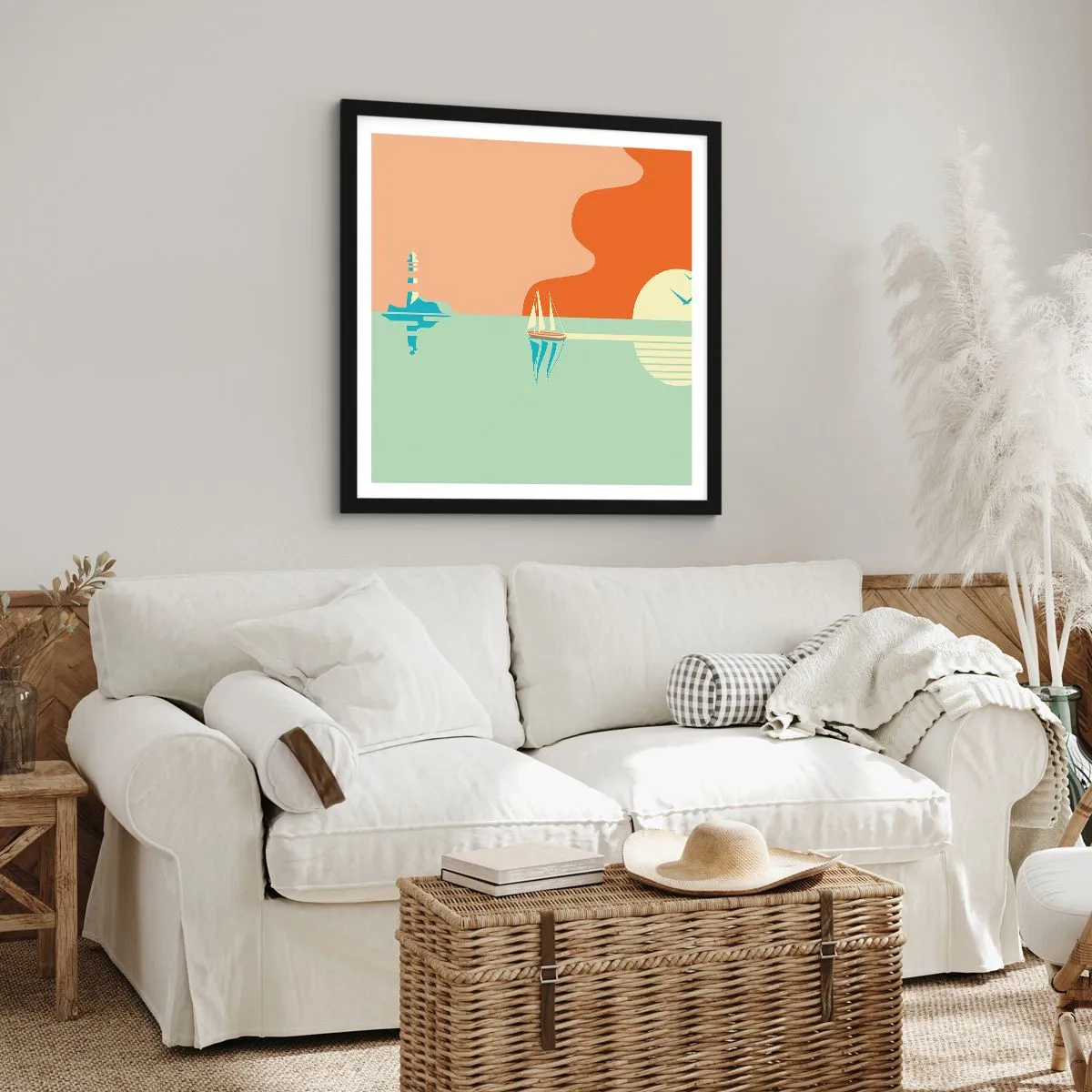 Plagát v čiernom ráme - Dokonalá morská krajina - 50x50 cm