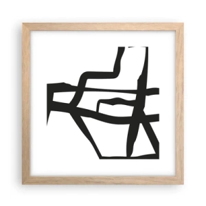 Plagát v ráme zo svetlého duba - Čiernobiela konštrukcia - 30x30 cm