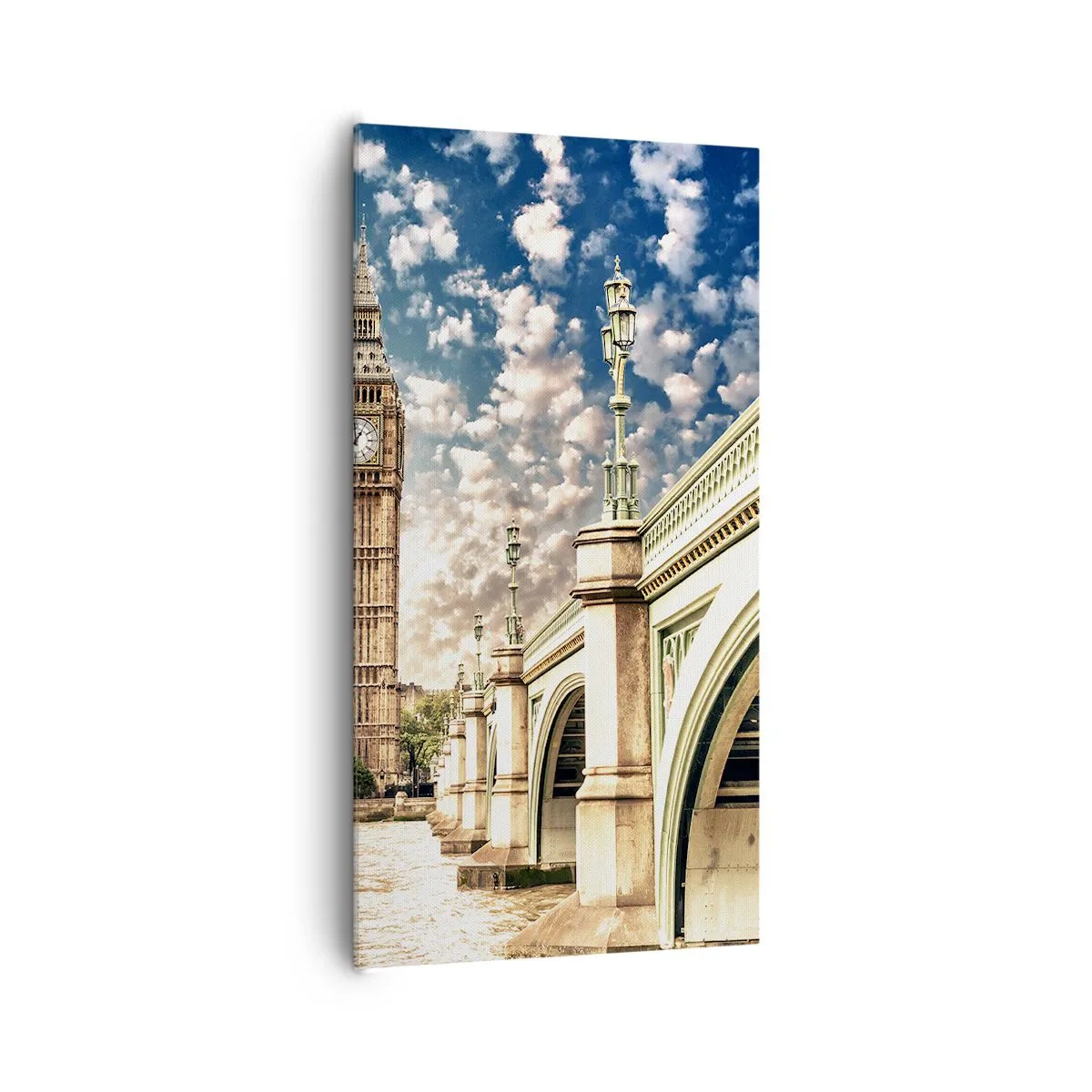 Obraz na plátne - Perové oblaky nad Temžou - 65x120 cm