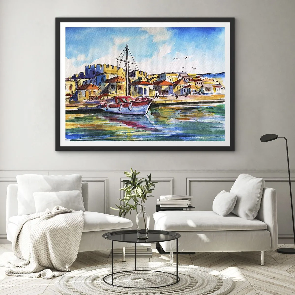 Plagát v čiernom ráme - Dúhové popoludnie - 70x50 cm