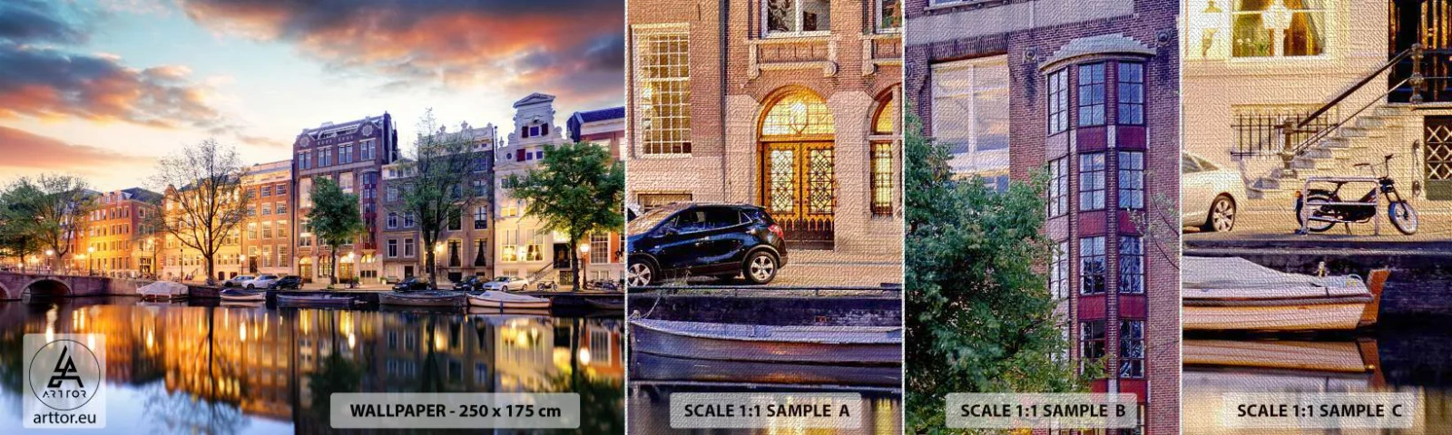 Vzorka fototapety Premium Canvas - Zdržanlivá a vyrovnaná holandská krása - Mesto, Architektúra, Amsterdam - 100x30 cm