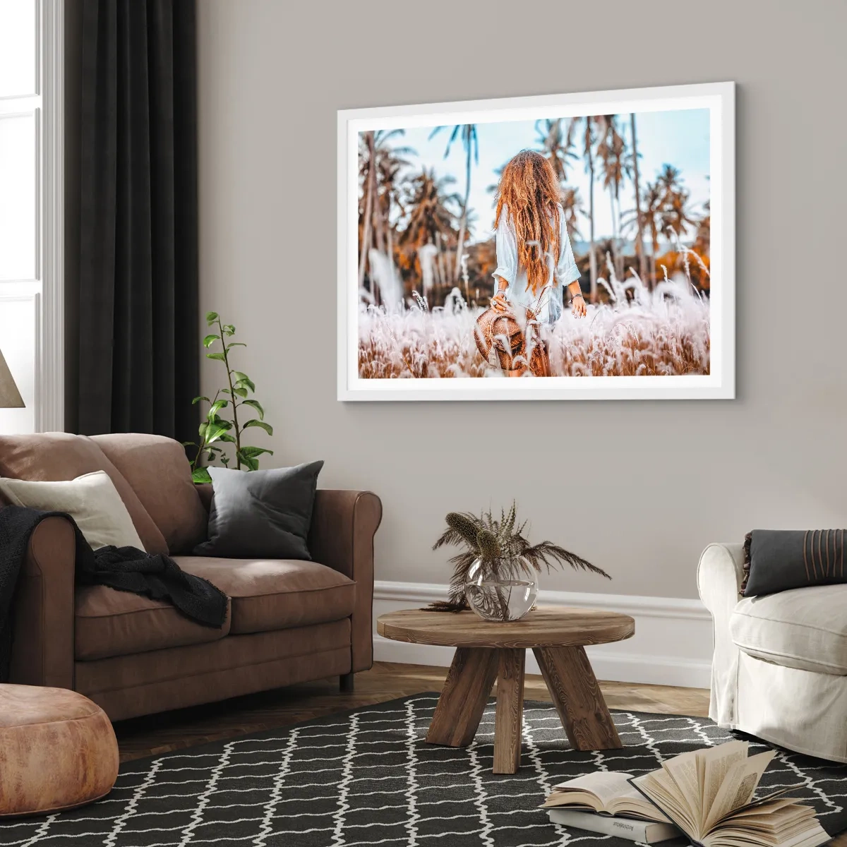 Plagát v bielom ráme - Zrodená z trávnej páperie - 70x50 cm