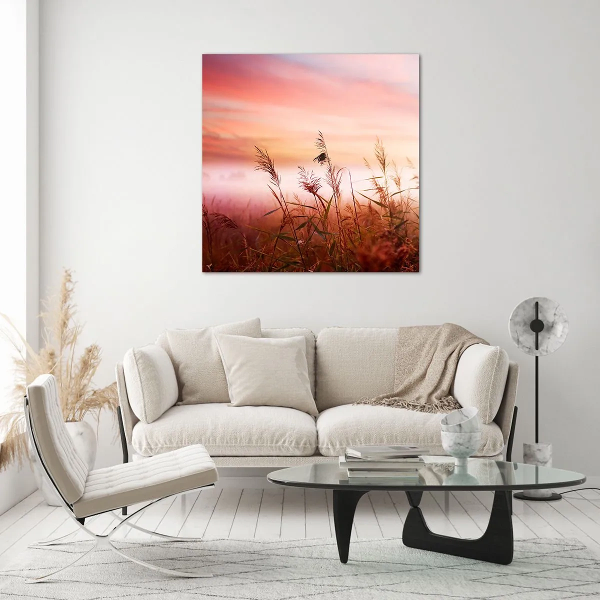 Obraz na skle - Draci, púpavy a vietor - 60x60 cm