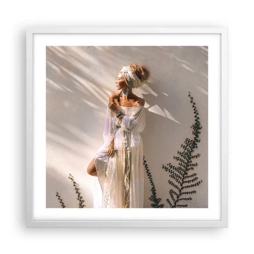 Plagát v bielom ráme - Slnko a dievča - 50x50 cm