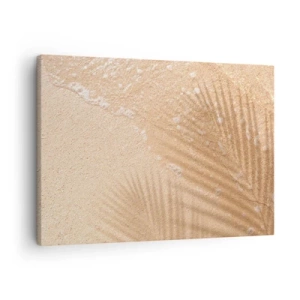 Obraz na plátne - Tieň palmy na piesku s jemným vlnovým vzorom - 70x50cm - Tieň horúceho leta - Moderná nástenná dekorácia do obývacej izby a spálne ARTTOR