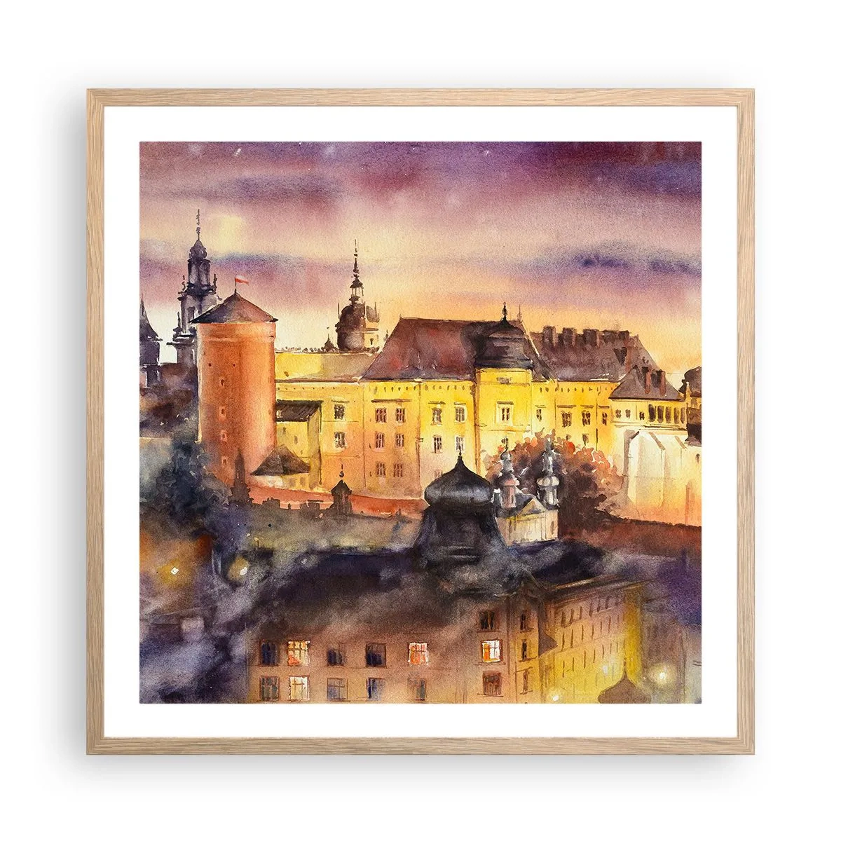 Plagát v ráme zo svetlého duba - Dejiny a rozprávka - 60x60 cm