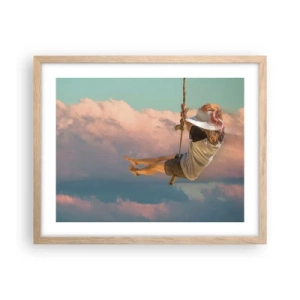 Plagát v ráme zo svetlého duba - Hra v oblakoch - 50x40 cm