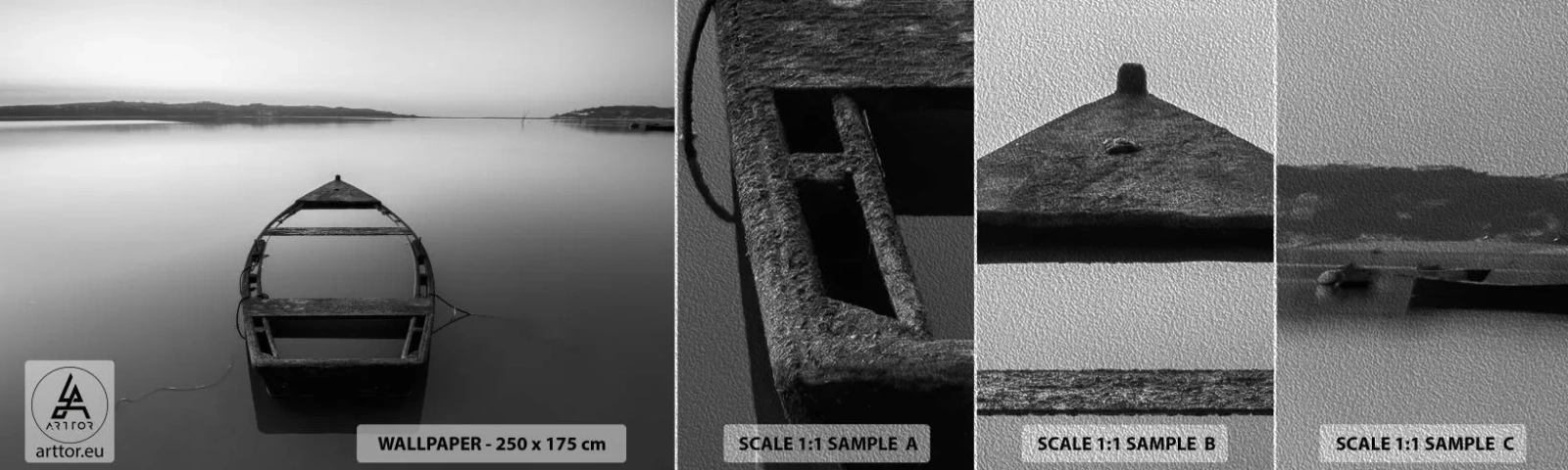 Vzorka fototapety Premium Sand - Túžba a melanchólia - Krajina, Jazero, čln - 100x30 cm