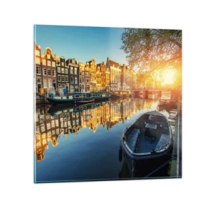Obraz na skle - Ráno v Amsterdame - 60x60 cm