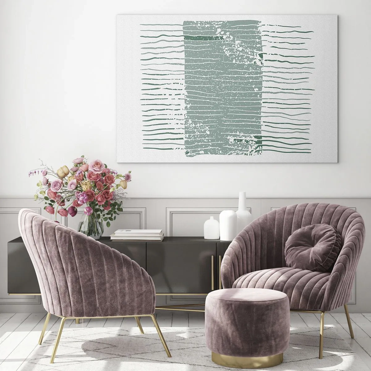 Obraz na skle - Horizontálne morské línie s efektom poškodenia vytvárajú abstraktnú štruktúru - 70x50cm - Morská abstrakcia - Moderná nástenná dekorácia do obývacej izby a spálne ARTTOR