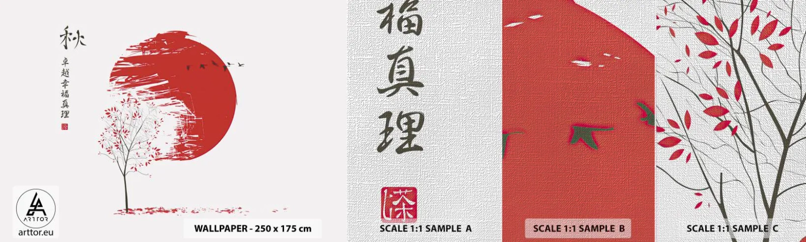 Vzorka fototapety Premium Canvas - Poznáte túto krajinu? - Abstrakcia, Japonsko, Čerešňový kvet - 100x30 cm