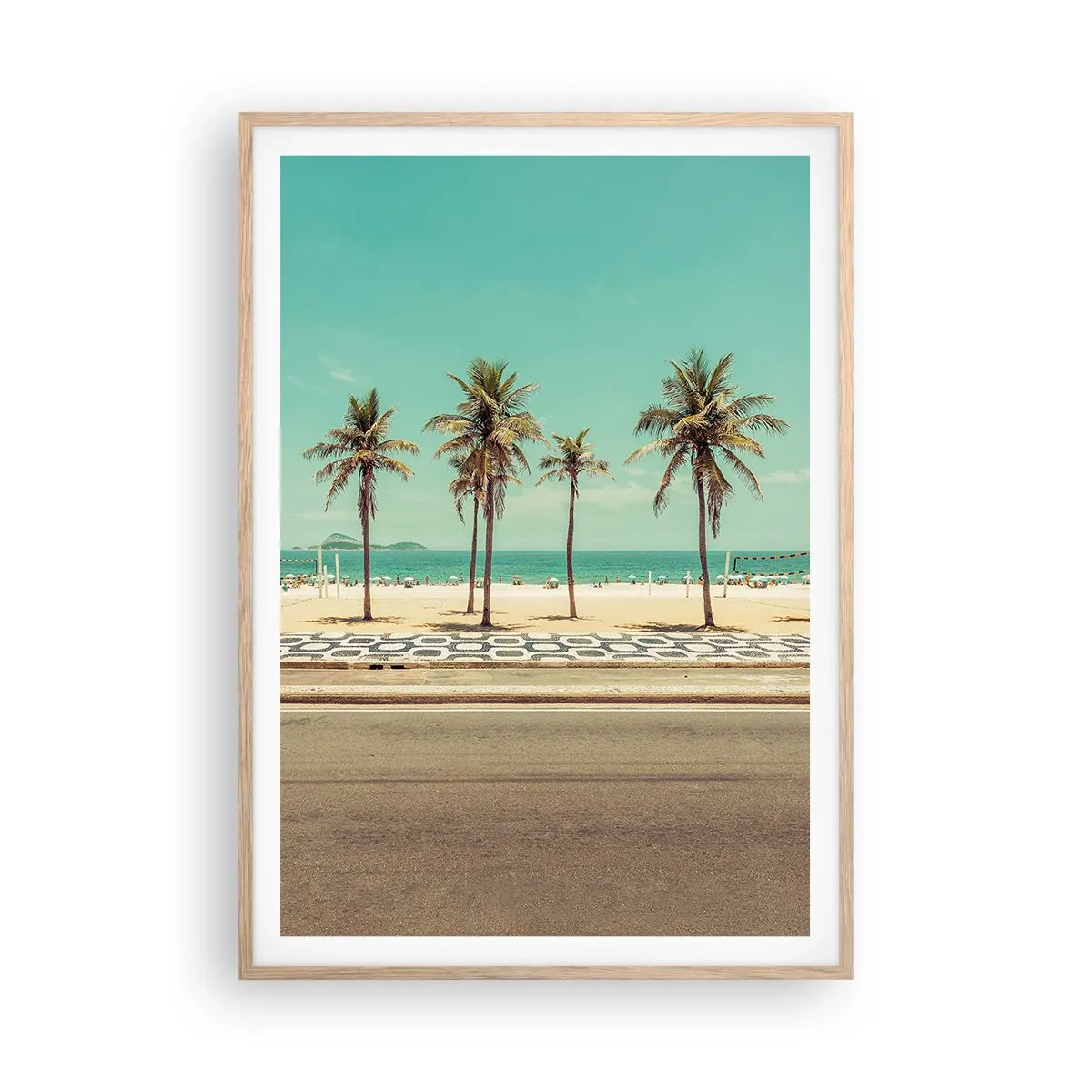 Plagát v ráme zo svetlého duba - Stráženie pláže - 70x100 cm