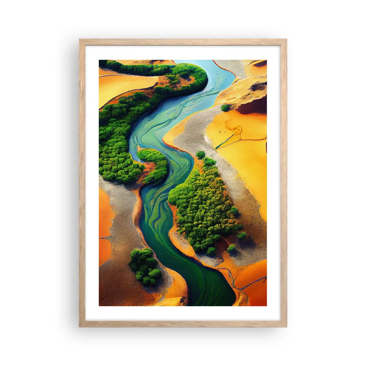 Plagát v ráme zo svetlého duba - Životodarná rieka - 50x70 cm