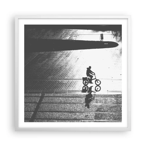 Plagát v bielom ráme - Dopredu, cez mesto - 60x60 cm