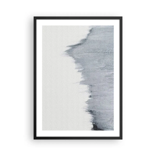Plagát v čiernom ráme - Abstraktná kompozícia v odtieňoch sivej s dynamickými ťahmi štetcom. - 50x70cm - Tajomný záznam - Moderná nástenná dekorácia do obývacej izby a spálne ARTTOR
