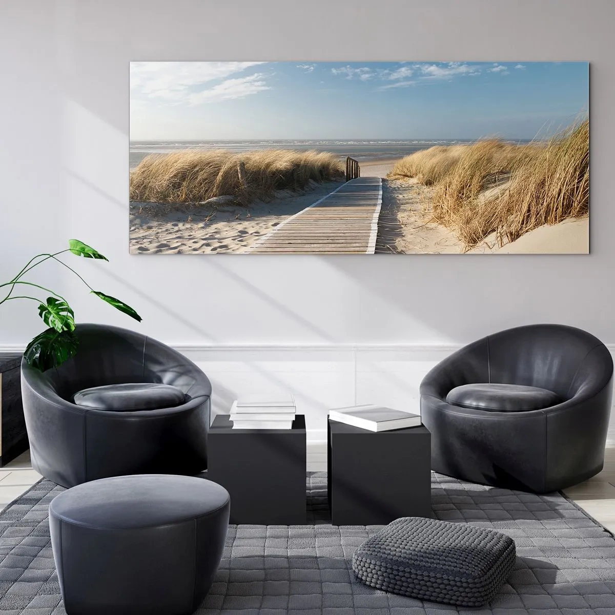 Obraz na skle - Za dunou, v šumení trávy - 100x40 cm
