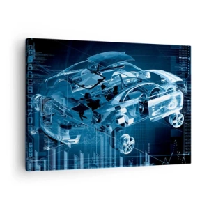 Obraz na plátne - Moderný technický výkres auta s konštrukčnými prvkami - 70x50cm - Inžinierska anatómia - Moderná nástenná dekorácia do obývacej izby a spálne ARTTOR