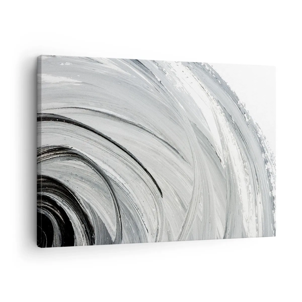 Obraz na plátne - Monochromatický vír v odtieňoch sivej a čiernej - 70x50cm - Orbitálna kompozícia - Moderná nástenná dekorácia do obývacej izby a spálne ARTTOR