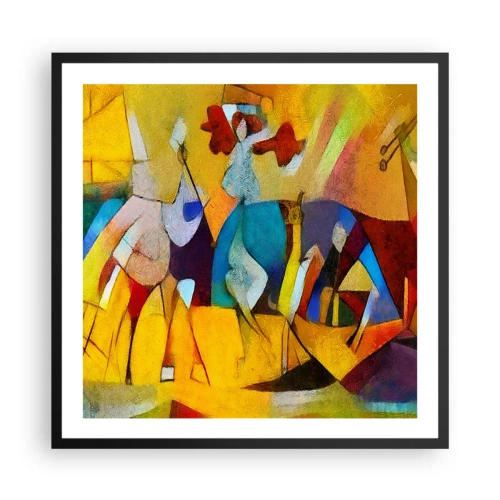 Plagát v čiernom ráme - Slnko - život - radosť - 60x60 cm