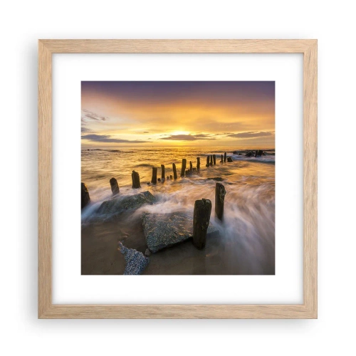 Plagát v ráme zo svetlého duba - Drsná krása Baltského mora  - 30x30 cm