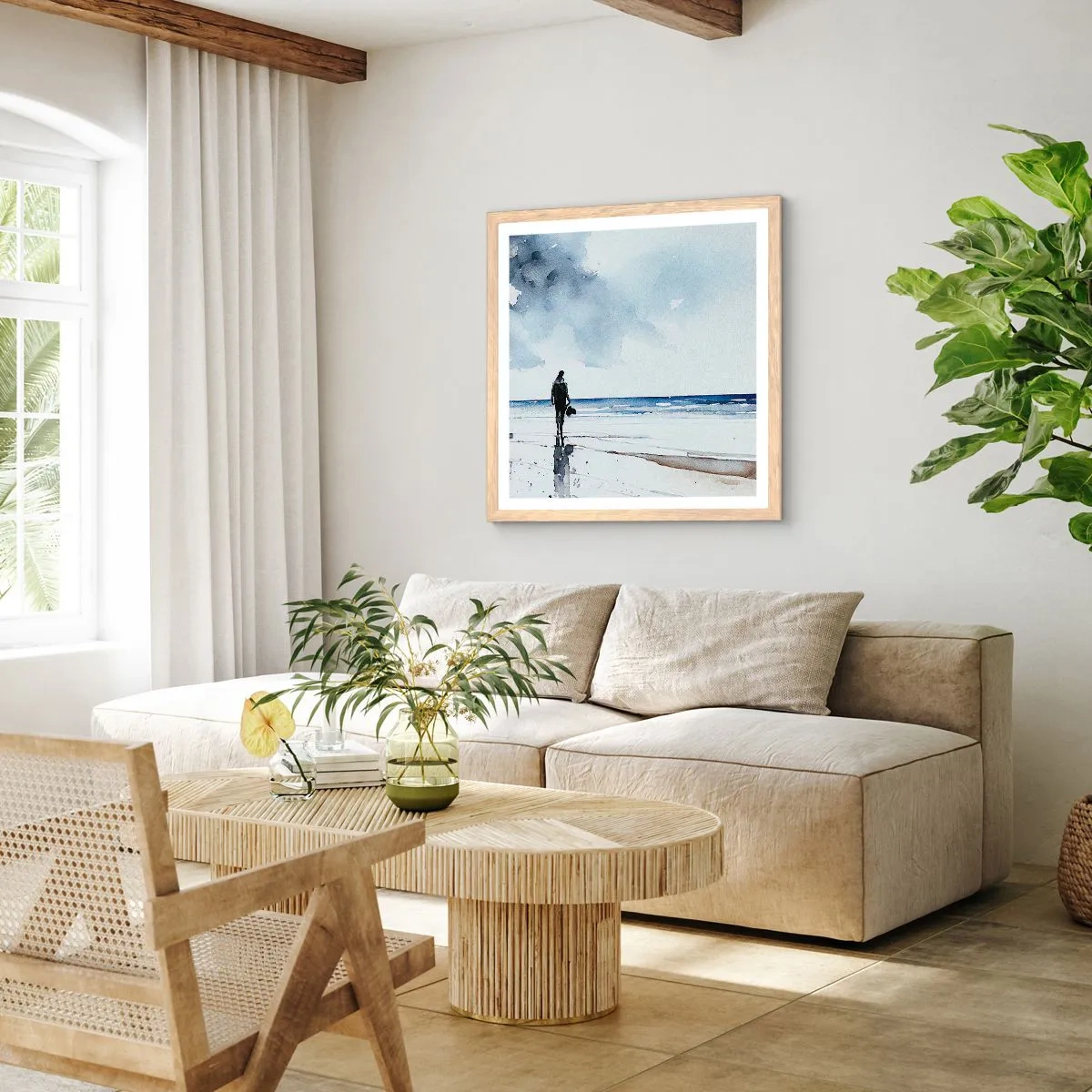 Plagát v ráme zo svetlého duba - Rozhovor s morom - 40x40 cm