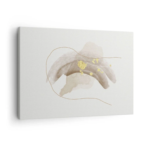 Obraz na plátne - Abstraktná kompozícia v odtieňoch béžovej a zlatej. - 70x50cm - Vesmírna bytosť - Moderná nástenná dekorácia do obývacej izby a spálne ARTTOR