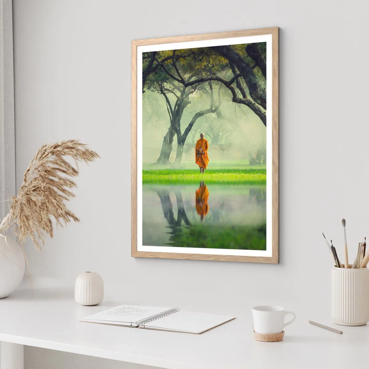 Plagát v ráme zo svetlého duba - Na ceste k osvieteniu - 70x100 cm