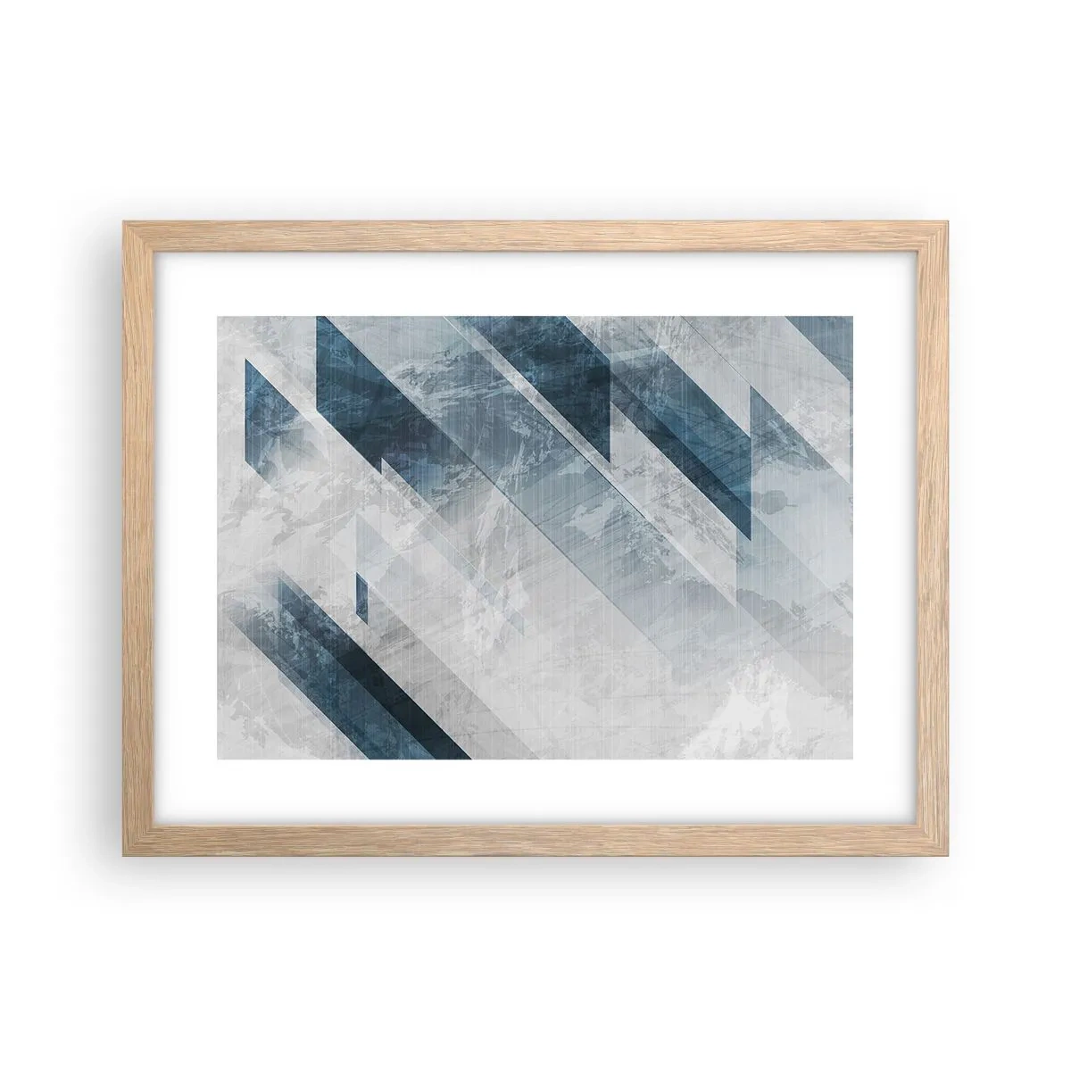 Plagát v ráme zo svetlého duba - Priestorová kompozícia – pohyb šedej - 40x30 cm