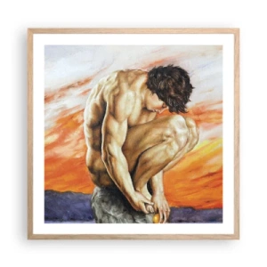 Plagát v ráme zo svetlého duba - Ponorený do seba - 60x60 cm