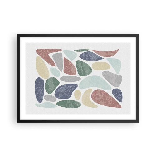 Plagát v čiernom ráme - Mozaika práškových farieb - 70x50 cm