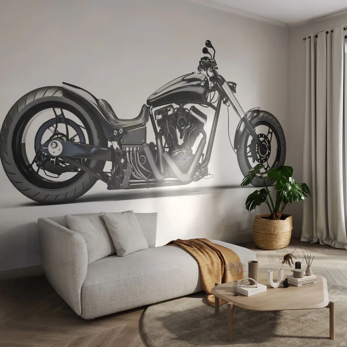 Samolepiaca Fototapeta Deluxe Sticker - Pre milujúcich slobodu - Automobilový priemysel, Motorka, Chopper - 250x175 cm