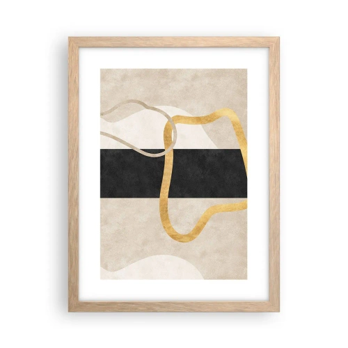 Plagát v ráme zo svetlého duba - Tvary v slučke - 30x40 cm