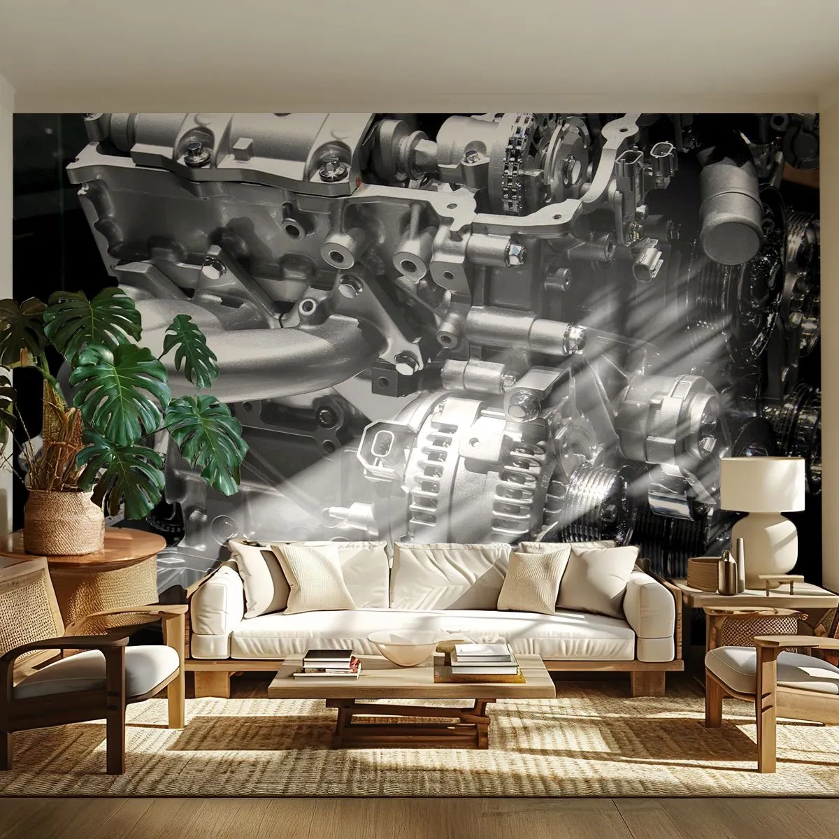 Samolepiaca Fototapeta Deluxe Sticker - Kovový, krásny, silný - Automobilový priemysel, Motor auta, 3D - 250x175 cm