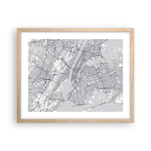 Plagát v ráme zo svetlého duba - Anatómia metropoly - 50x40 cm