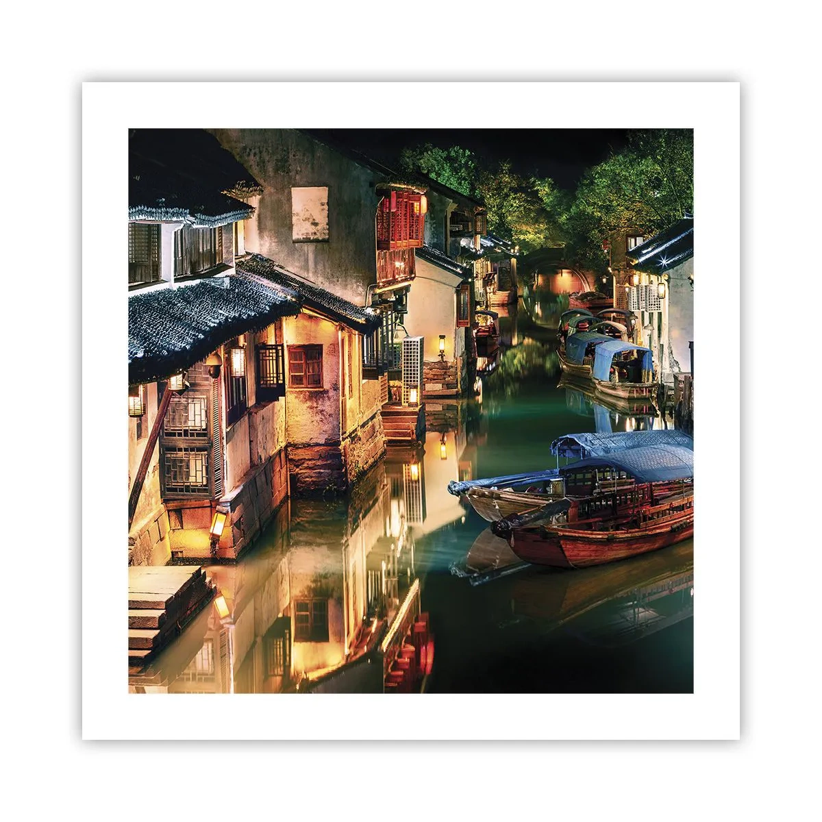 Plagát - Večer na čínskej ulici - 50x50 cm