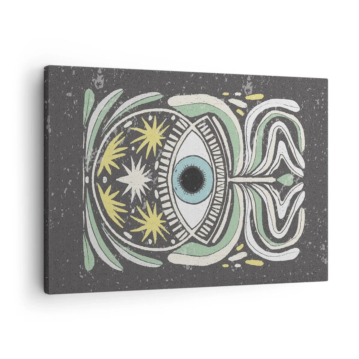 Obraz na plátne - Symbolické oko obklopené abstraktnými vzormi - 70x50cm - Kmeňové rituály - Moderná nástenná dekorácia do obývacej izby a spálne ARTTOR