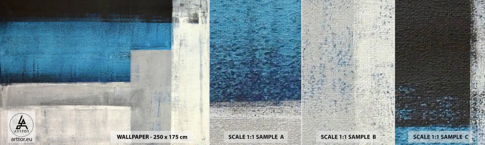 Vzorka fototapety Premium Canvas - Poetická kompozícia šedej a modrej - Abstrakcia, Kus, Maľovanie - 100x30 cm