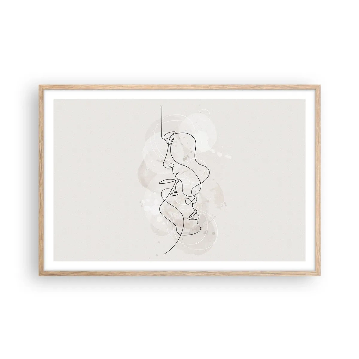 Plagát v ráme zo svetlého duba - Zamotaní v objatí - 91x61 cm