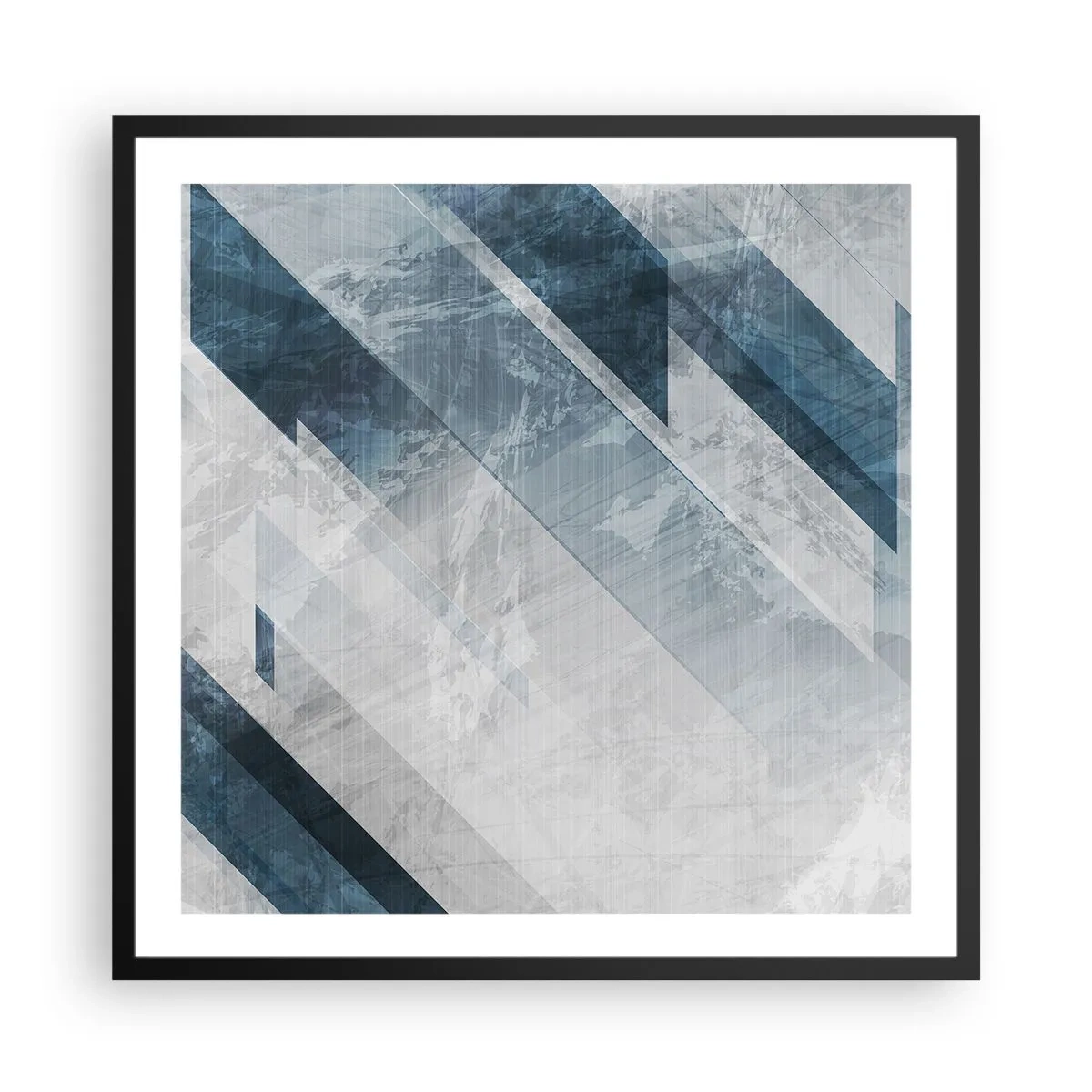 Plagát v čiernom ráme - Priestorová kompozícia – pohyb šedej - 60x60 cm