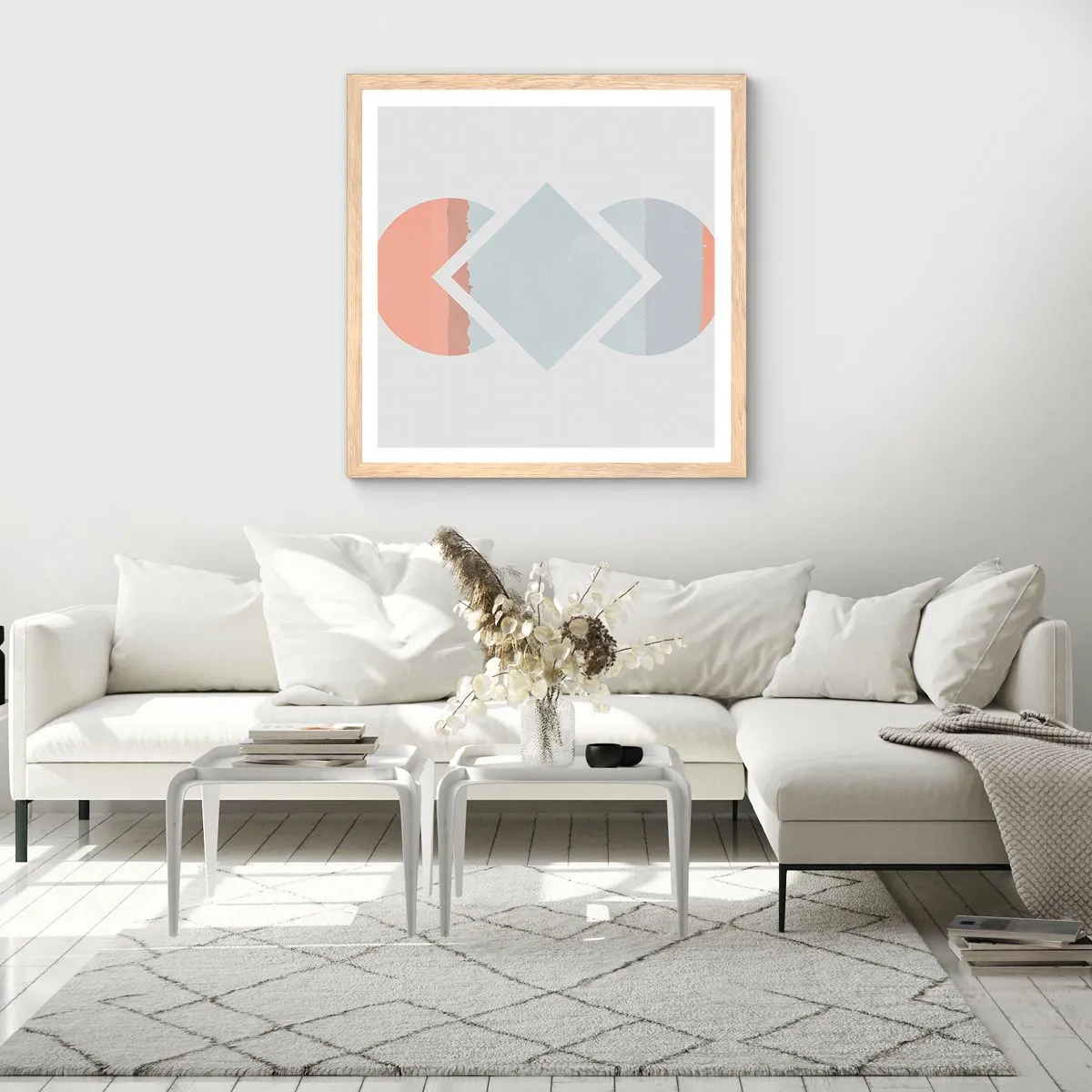 Plagát v ráme zo svetlého duba - Situácia je jasná - 60x60 cm